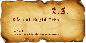 Kárpi Boglárka névjegykártya