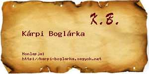 Kárpi Boglárka névjegykártya